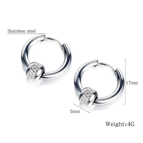 Mini Barrel Loop White Gold Layered Earrings in White Gold Layered Steel Jewellery - Image 6