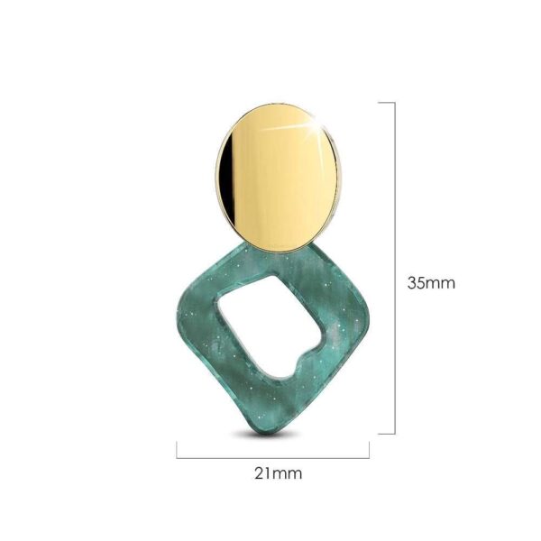 Aqua Stone Drop Gold Layered Earrings - Image 4