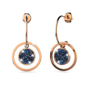 Disc Drop Rose Gold Layered Earrings