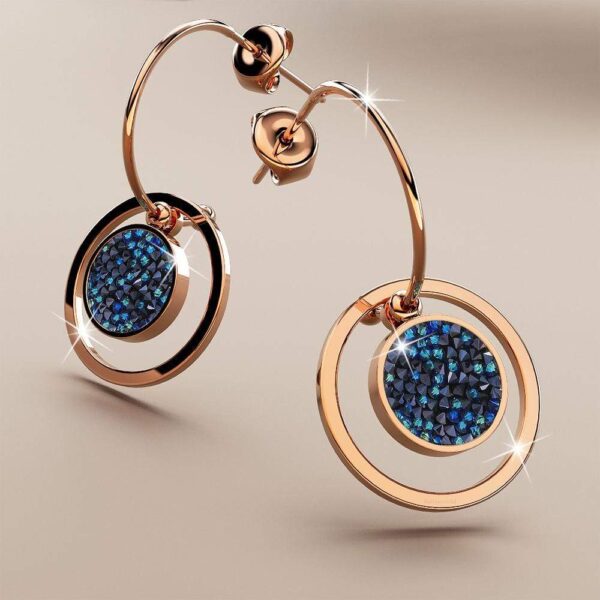 Disc Drop Rose Gold Layered Earrings - Image 2