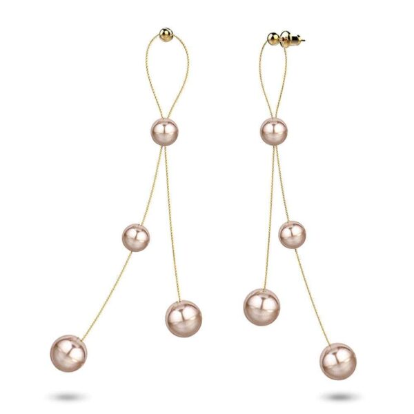 Champagne Beads Gold Layered Dangle Earrings