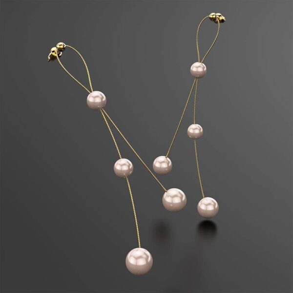 Champagne Beads Gold Layered Dangle Earrings - Image 2
