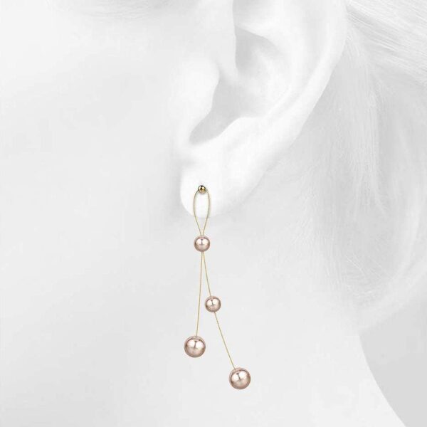Champagne Beads Gold Layered Dangle Earrings - Image 4