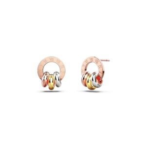 Roman Numeral Tri Tone Stud Earrings