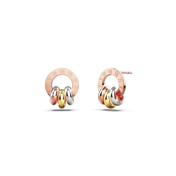 Roman Numeral Tri Tone Stud Earrings