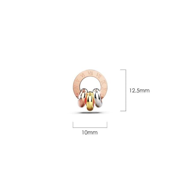 Roman Numeral Tri Tone Stud Earrings - Image 4