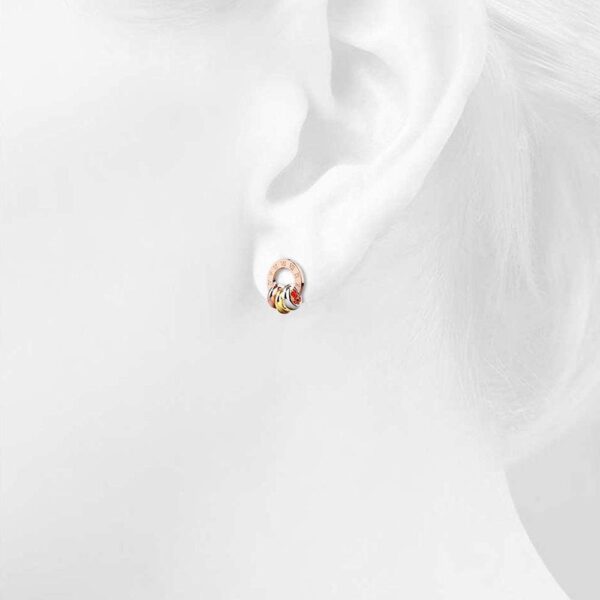 Roman Numeral Tri Tone Stud Earrings - Image 5