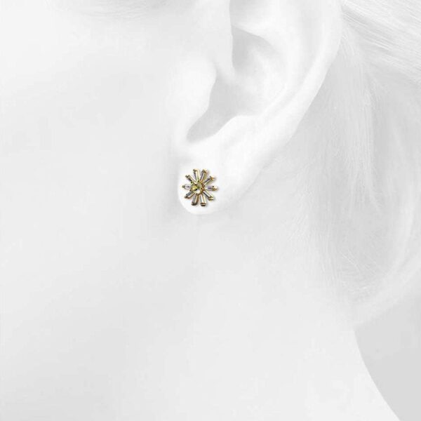 Bright Daisy Cubic Zirconia Crystals Gold Plated Stud Earrings - Image 4