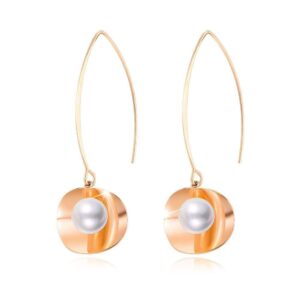 Earthy Pearl Core Hook Earrings in Rose Gold