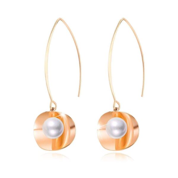 Earthy Pearl Core Hook Earrings in Rose Gold