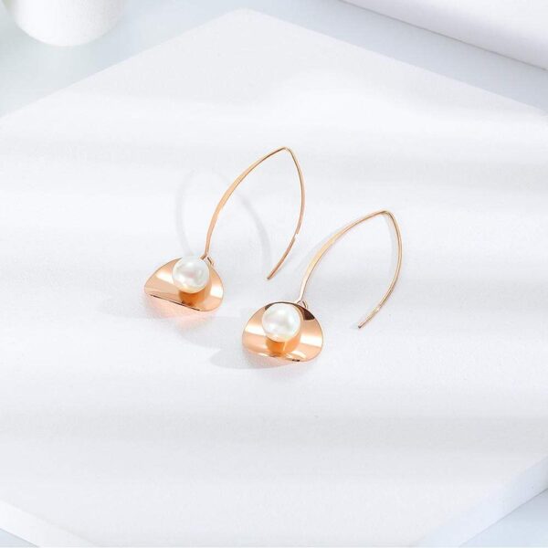 Earthy Pearl Core Hook Earrings in Rose Gold - Image 2