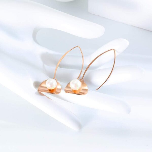 Earthy Pearl Core Hook Earrings in Rose Gold - Image 4