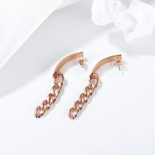 Royal Chain Stud Earrings in Rose Gold - Image 3