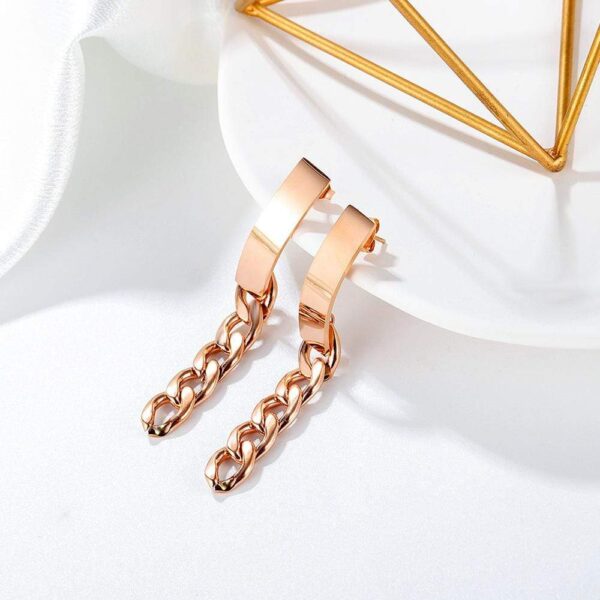 Royal Chain Stud Earrings in Rose Gold - Image 4