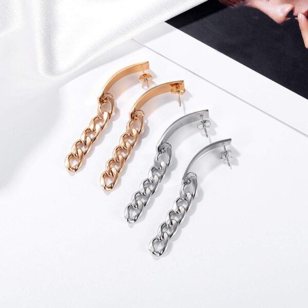 Royal Chain Stud Earrings in Rose Gold - Image 5