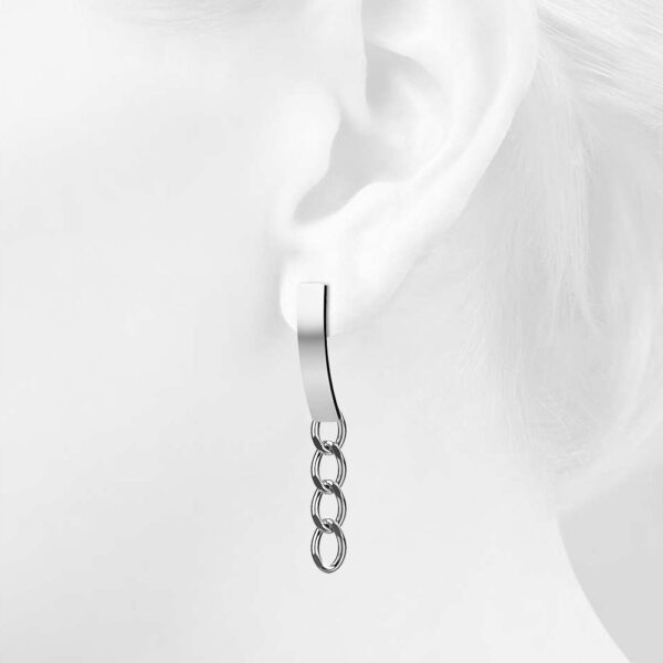 Royal Chain Stud Earrings in White Gold - Image 6