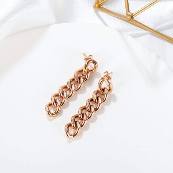 Glam Chain Dangle Earrings in Rose Gold - Image 2