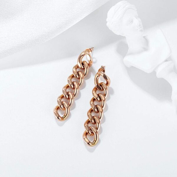 Glam Chain Dangle Earrings in Rose Gold - Image 3