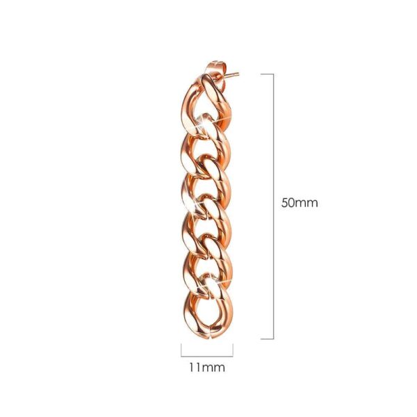 Glam Chain Dangle Earrings in Rose Gold - Image 4