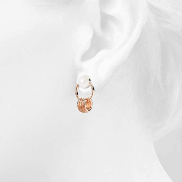 Helena Pearl & Charm Ring Rose Gold Drop Earrings - Image 2