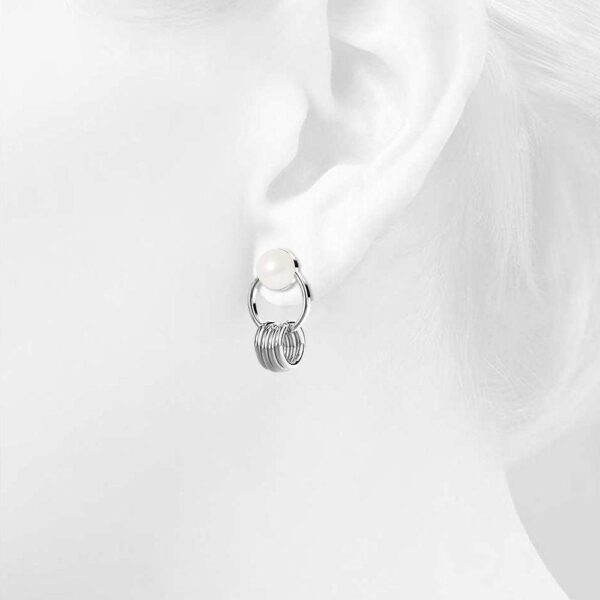 Helena Pearl & Charm Ring White Gold Drop Earrings - Image 2
