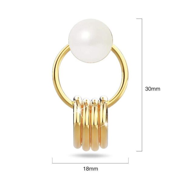 Helena Pearl & Charm Ring Gold Drop Earrings - Image 4