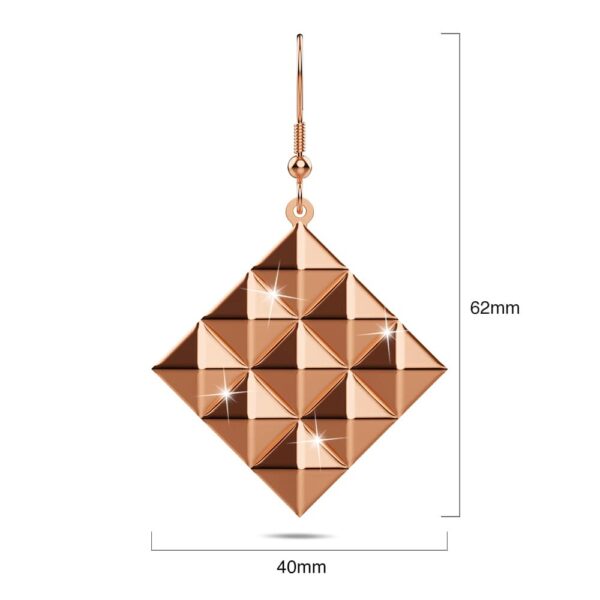 Fascination Geometric Diamond Shape Metallic  Earrings Rose Gold - Image 8