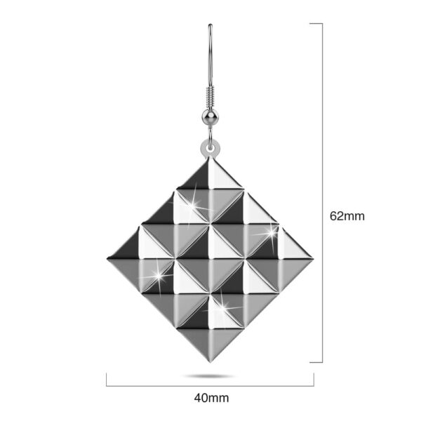 Fascination Geometric Style Diamond Shape Metallic Earrings White Gold - Image 8