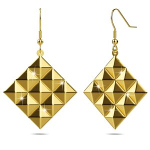 Fascination Geometric Style Diamond Shape Metallic Earrings Gold