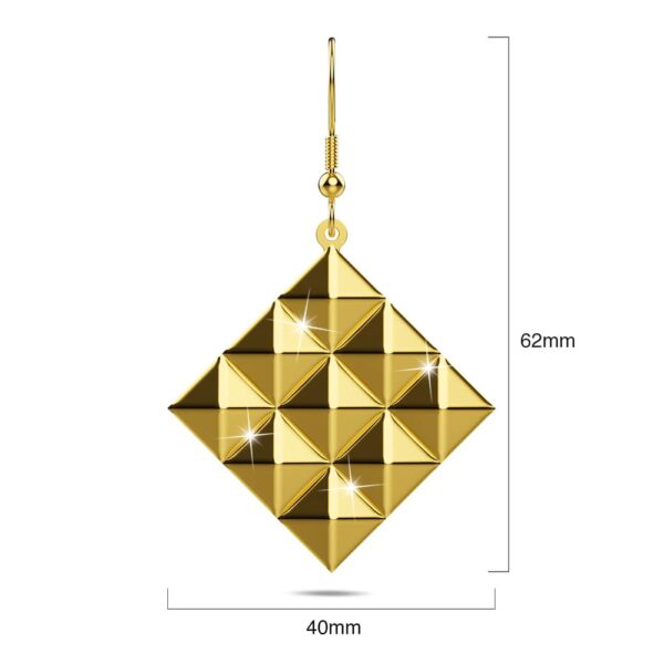 Fascination Geometric Style Diamond Shape Metallic Earrings Gold - Image 8