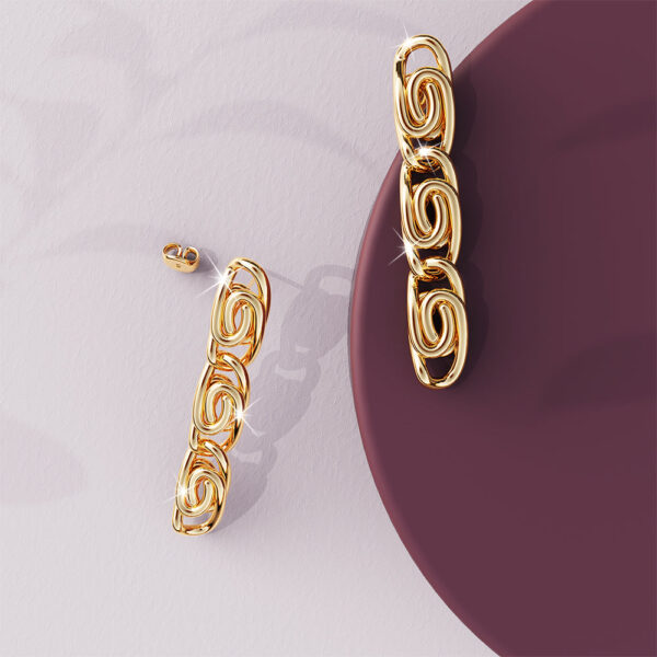 Bianca Fancy Clip Link Chain Gold Drop Earrings - Image 3