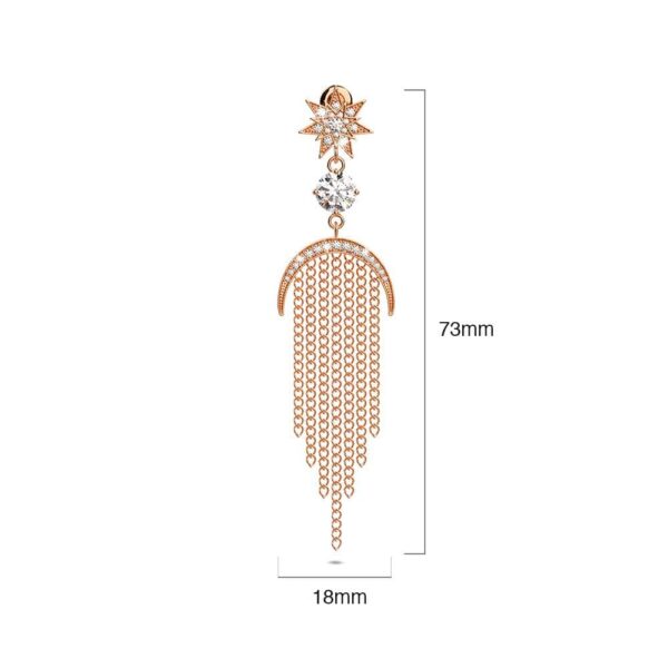 Star Sun & Moon Diamonelle Chandelier Tassle Drop Earrings Rose Gold - Image 4