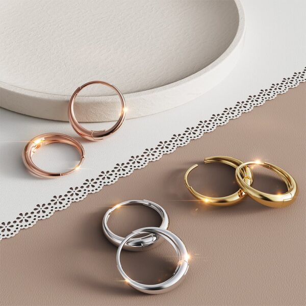 Ciara Chic Graduated Hoop Earrings Rose Gold - Image 6