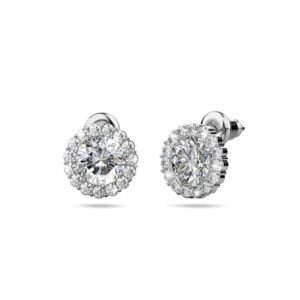 Crystal Muse Sterling Silver Post Stud Earrings White Gold Copper Alloy