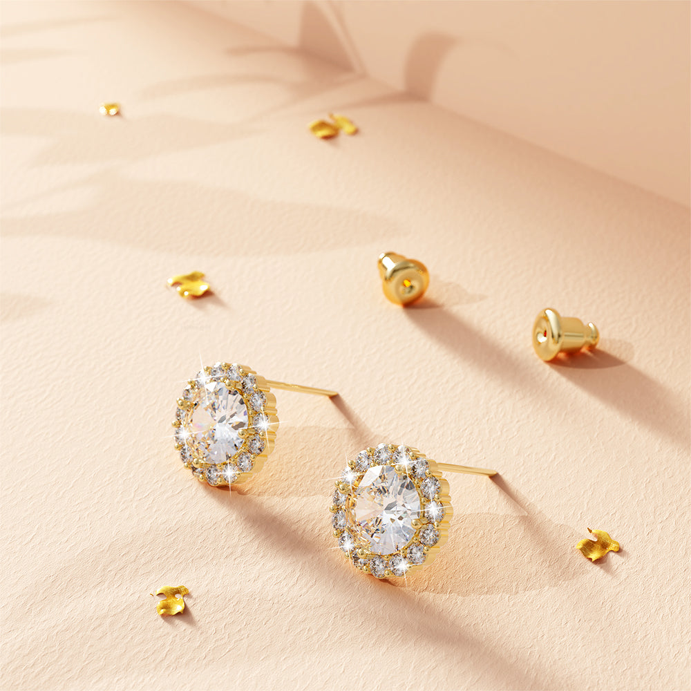 Crystal Muse Gold Stud Earrings - Image 3