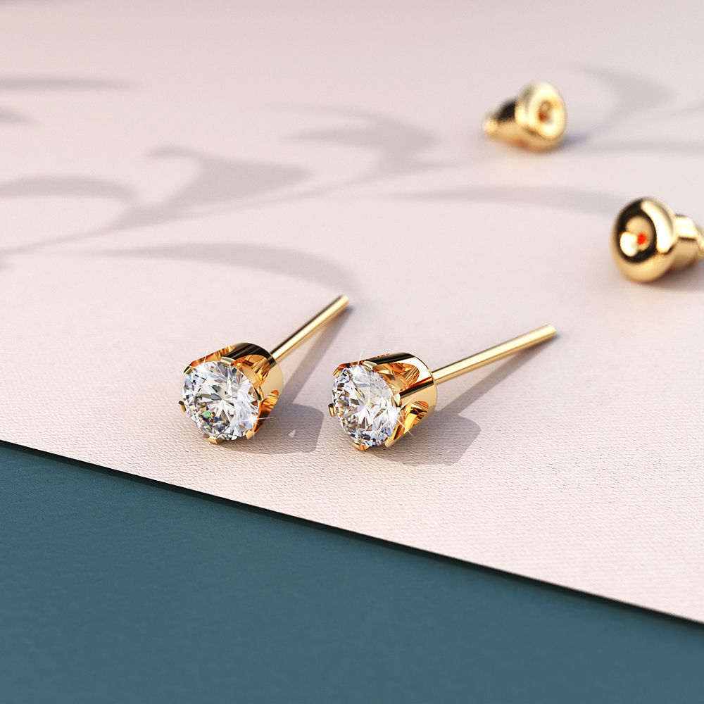 Medici Glam Gold Stud Earrings - Image 2