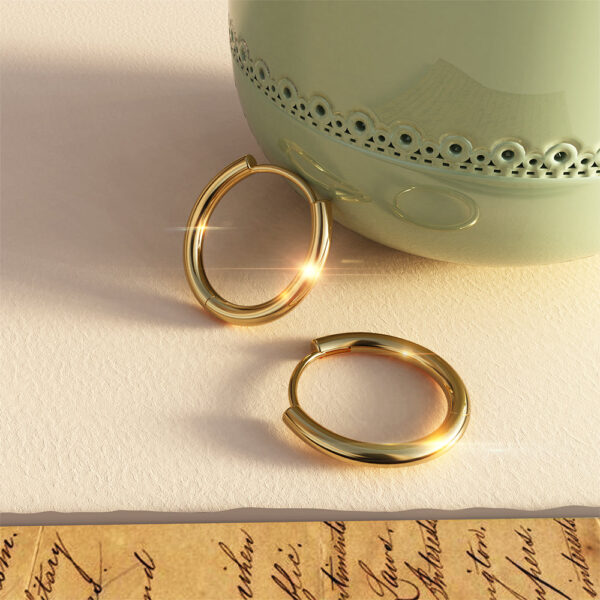 Circle Gold Dangle Hoop Earrings - Image 3