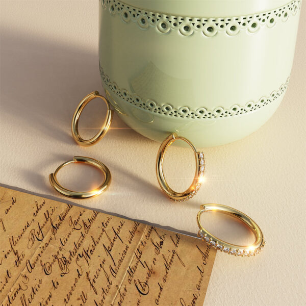 Circle Gold Dangle Hoop Earrings - Image 4