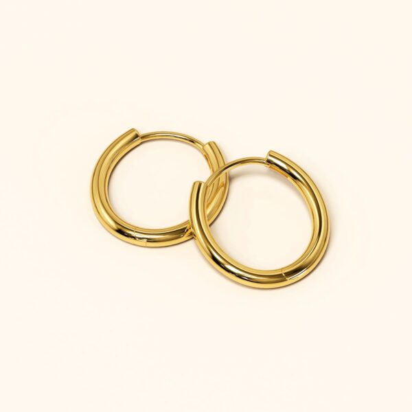 Circle Gold Dangle Hoop Earrings - Image 2