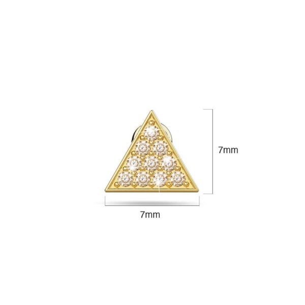 Tetrahedra Zircon Gold Stud Earrings - Image 5