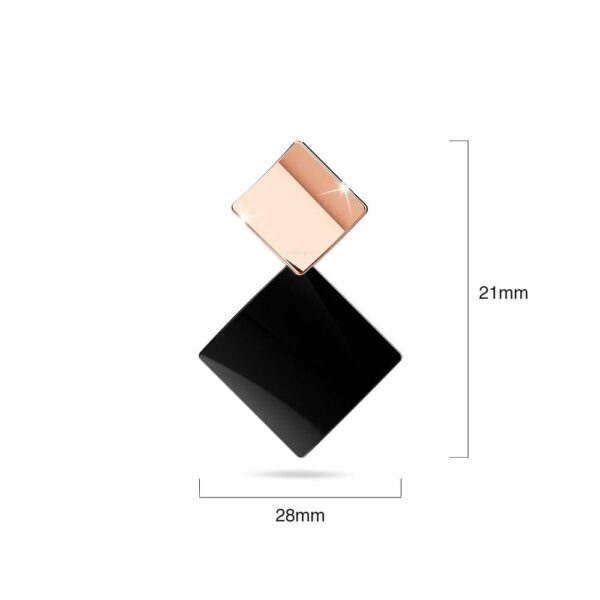Black & Rose Gold Divalicious Curved Geometric Earrings - Image 6