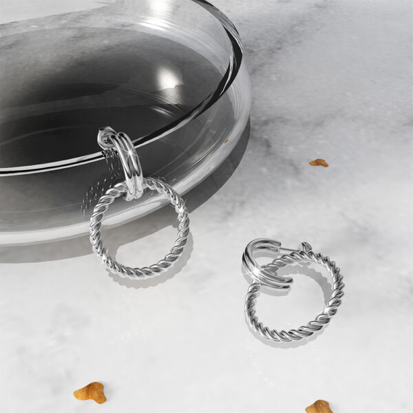 Exquisite Round White Gold Drop Earrings - Image 3