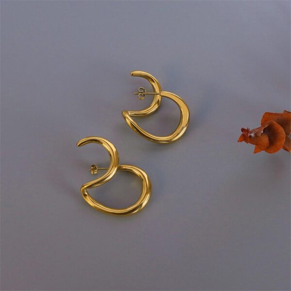 Double The Fun Gold Hoop Earrings - Image 4