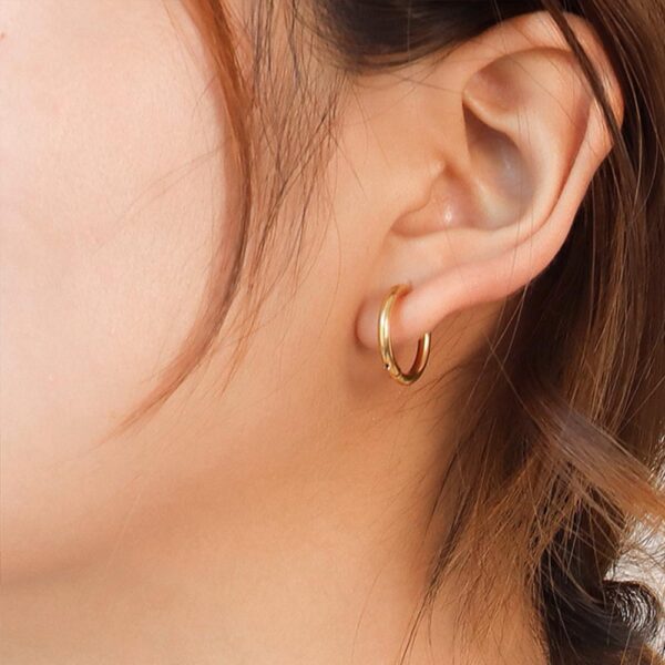Edgy Gold Hoop Earrings - Image 5