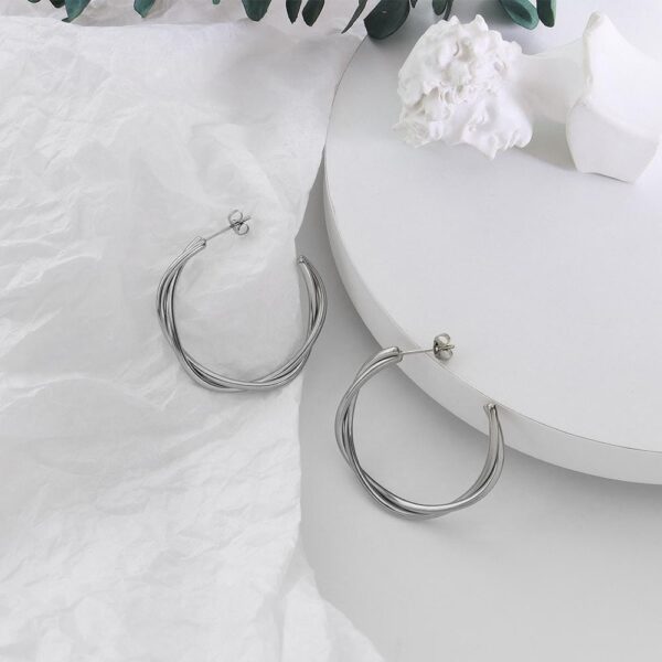 Elsa White Gold Stud Earrings - Image 5