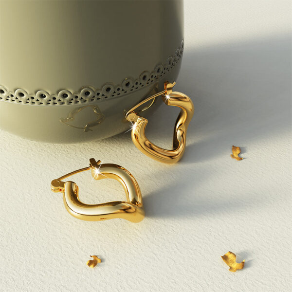 Sparkling Gold Hoop Earrings - Image 4