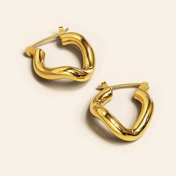 Sparkling Gold Hoop Earrings - Image 3