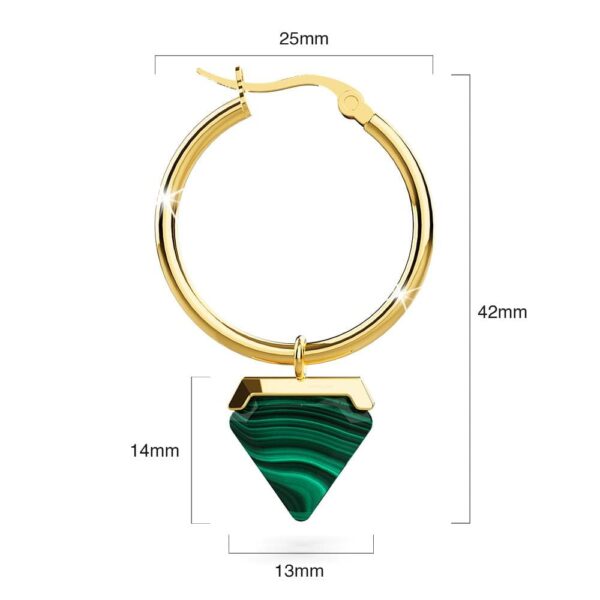 Gorgeous Gold with Emerald Green Hoop Earrings - Image 8