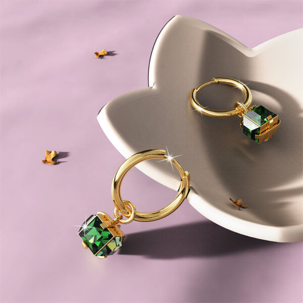 Natalie Gold with Emerald Green Hoop Earrings - Image 3