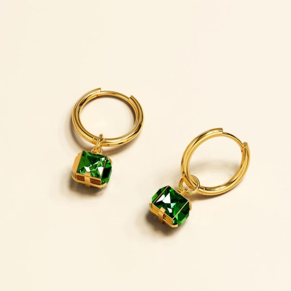 Natalie Gold with Emerald Green Hoop Earrings - Image 2